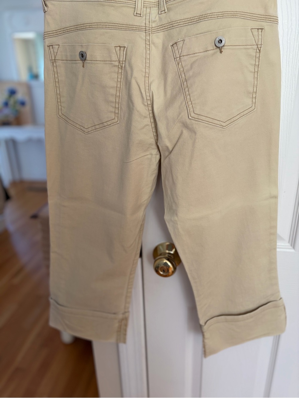 Beige Cropped Capris Pants